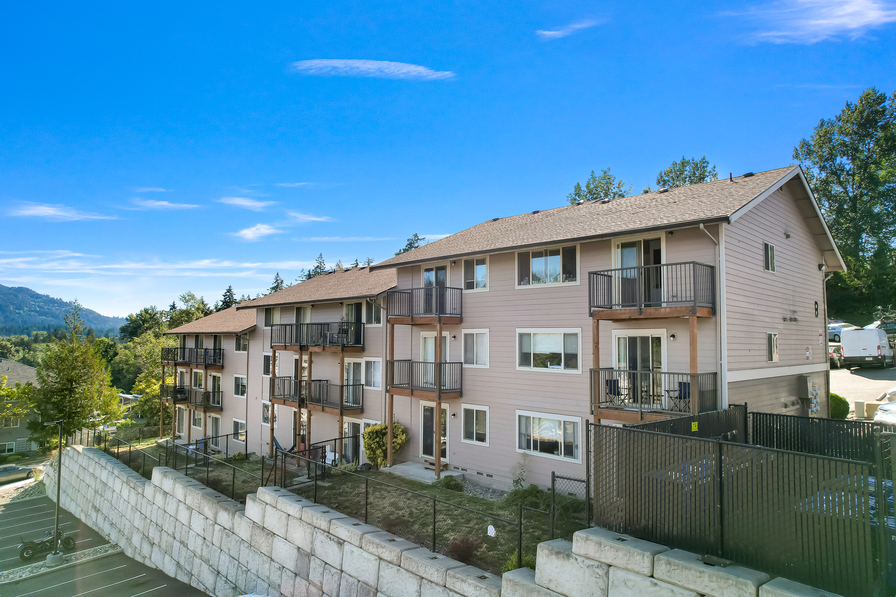 Aerial view of apartment exterior